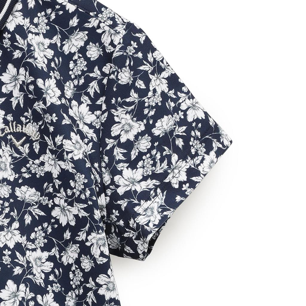 Short Sleeve Polo Shirt Quick Flower Golf C25134207 M [Callaway] Women's (Sweat Wicking, Drying, Pattern) / / 1120_Navy