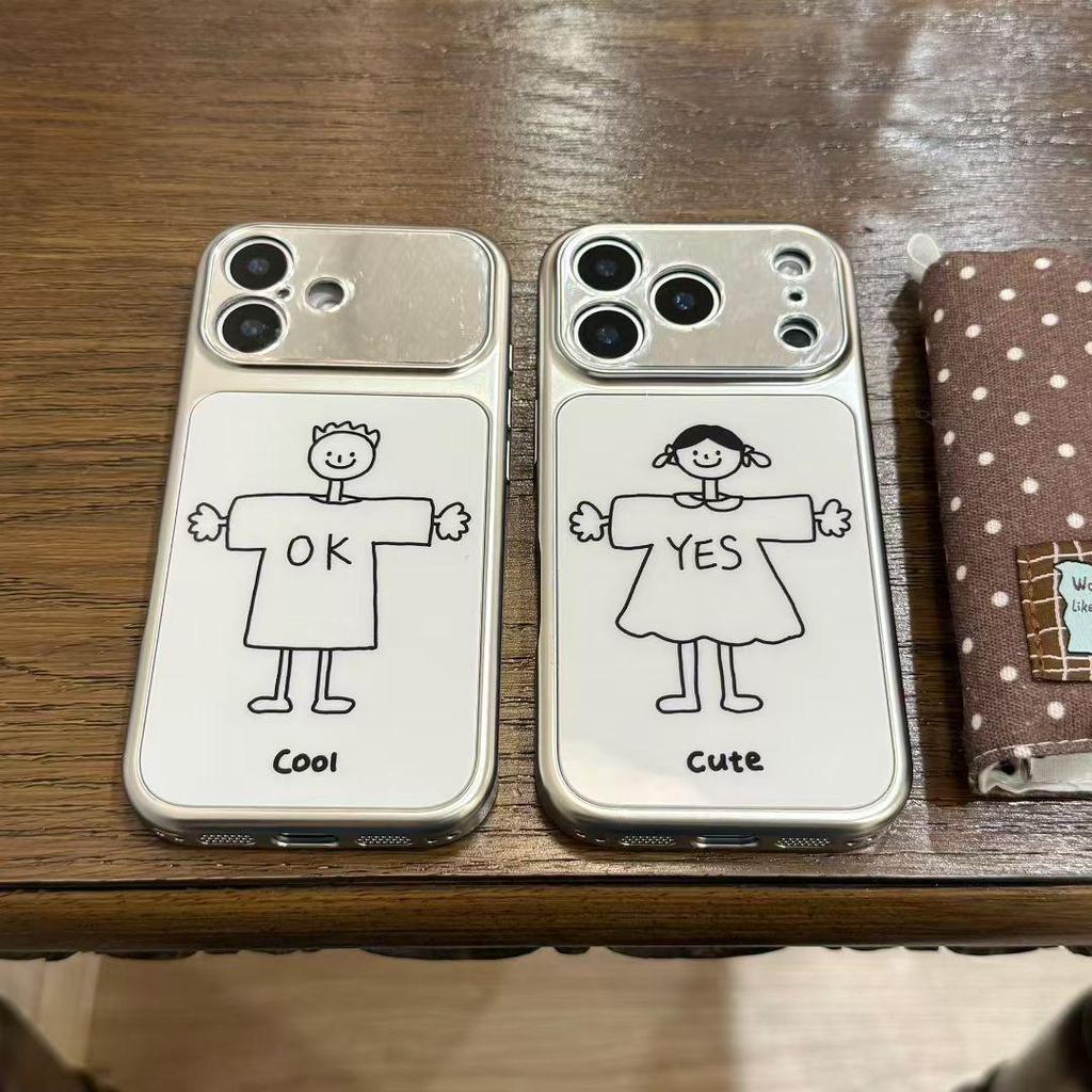Cartoon Couple iPhone 16/17 Pro Max Case: Cute, Drop-Proof, Protective