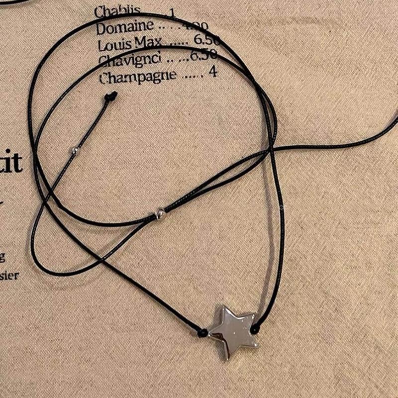 Simple Star Pendant Necklace Glass Beaded Clavicle Chain Choker Necklace Statement Jewelry Fashion Neck Chain Gifts