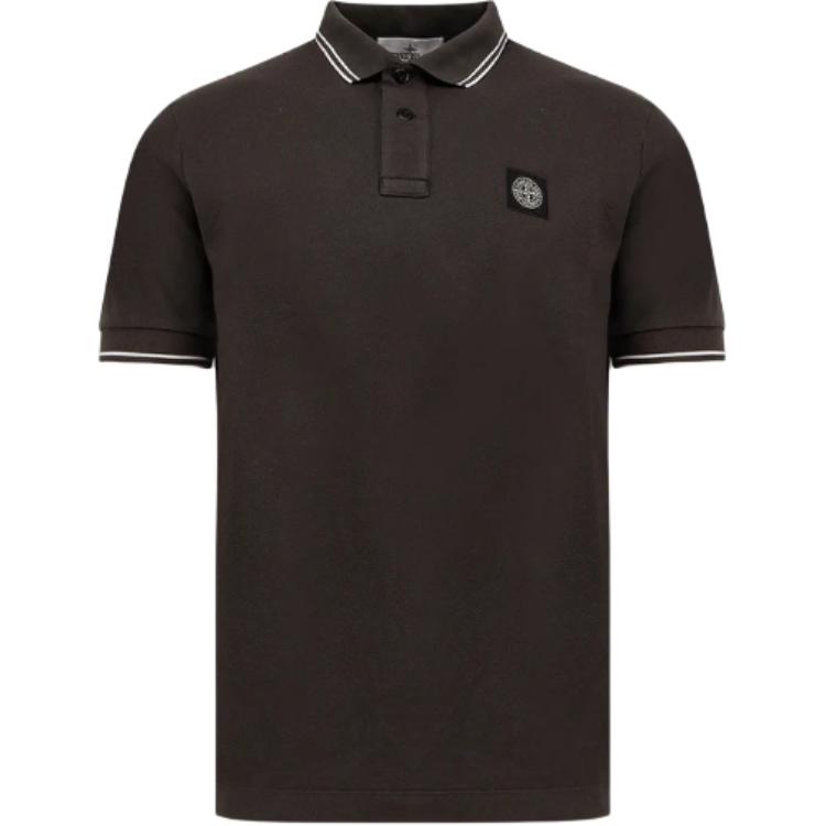 Stone Island Striped Logo Short Sleeve Polo Shirt Men tops Gray K2S152200007S0018-V0062 XXL