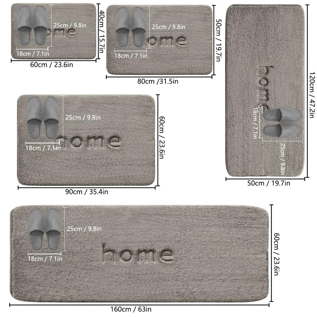 Long Flannel Kitchen Floor Mats Water and Oil Absorption Soft Mats Household Non-slip Mats Bathroom Mats Door Mats