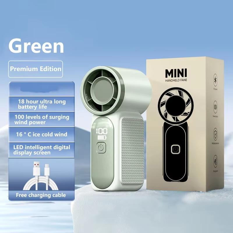 Mini Turbo Hand Cooler Fan Outdoor Portable Foldable Body 5 Gears Max 10m/s Powerful Wind USB Type C Recharge Long Working Time