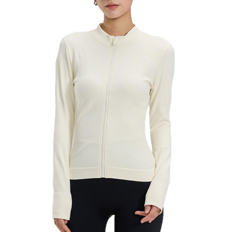 Womens Long Sleeve Zip Up Workout Jacket Slim Fit Running Yoga Gym Fall Winter