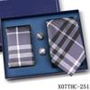 Tie Square Cufflinks 3-Piece Suit Retro Striped Hand Tie High-End Gift Box Set