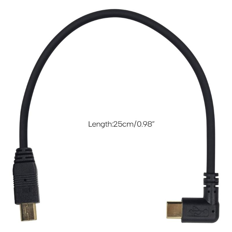 Mini USB to Type C Adapter Converter Cable for Camera Phone OTG Cable 90 Degree USB 3.1 Type C Male to Mini USB Transfer