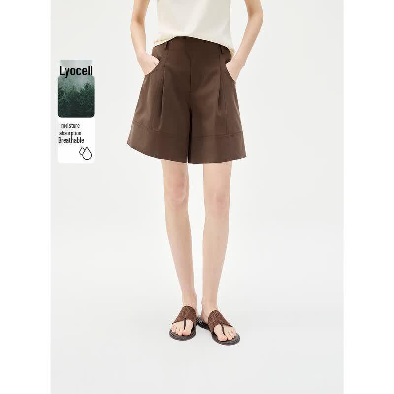 ELLE Retro Textured Lyocell Shorts M