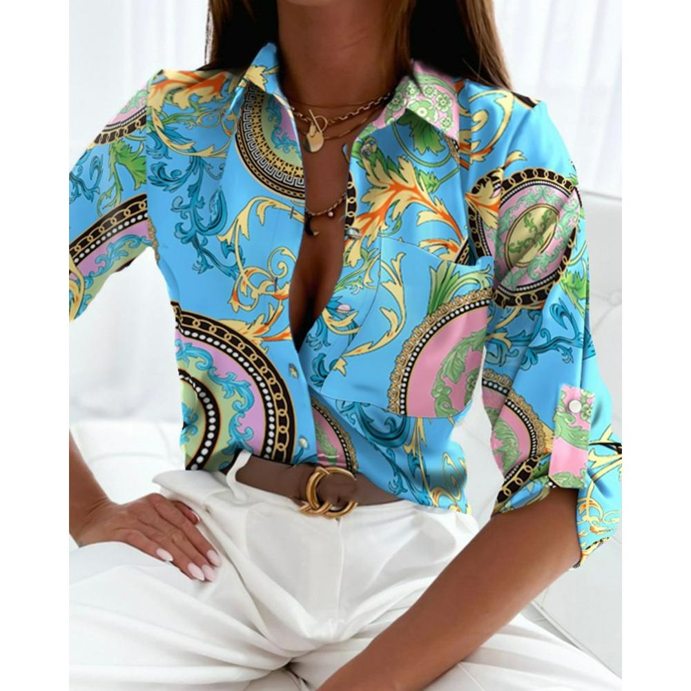 Spring and Autumn Tops, Long-sleeved Shirts, Printed Shirts, Women