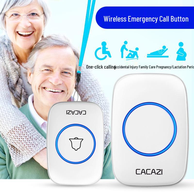 Wireless Emergency Call Bell for Seniors - Long-Distance One-Button Safety Alert System
