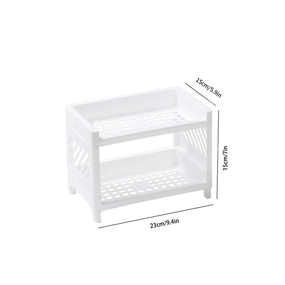 Minimalist Desktop Double-Layer Storage Rack Household Plastic Bathroom Small Stationery Organizing Pure White Multifunctional
