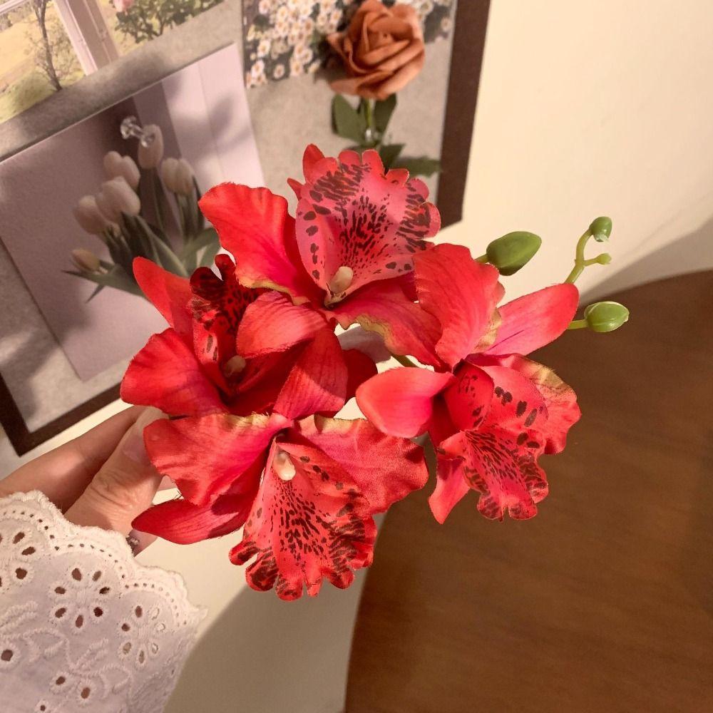 

Fashion Girls Barrettes Hairpin Lovely Bangs Buckle Hairclip New Simulated Lily Flower Hair Clips червоний