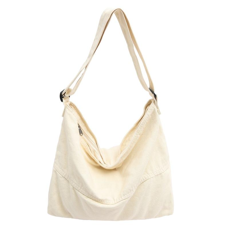 Lazy Wind Large Capacity Messenger Bag Washed Canvas Bag Retro Wear-resistant Shoulder Bag Women's Class Book Backpack
