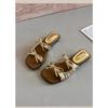 Versatile Thick Heel Square Head Open-toed Sandals Summer New Bow Outer Slippers Women