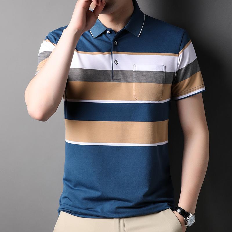 

Мужская футболка с короткими рукавами, тонкая летняя рубашка-поло с отворотом для папы, одежда 4XL