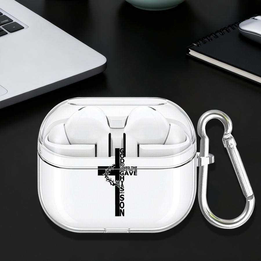 Case For Samsung Galaxy Buds Live 3 FE 2 4 Pro 4Pro 2Pro 3Pro Clear Earphone Cases Cover With Hook Praying Good Luck Cross Buds Live