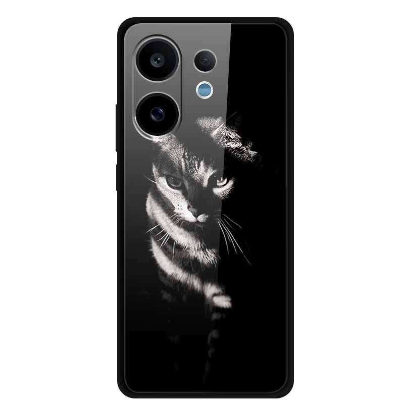 For Vivo V60 5G Glass Case Fashion Cool Animal Tempered Glass Back Cover Case For Vivo V 60 2025 Phone Cases 6.77" Fundas Coques