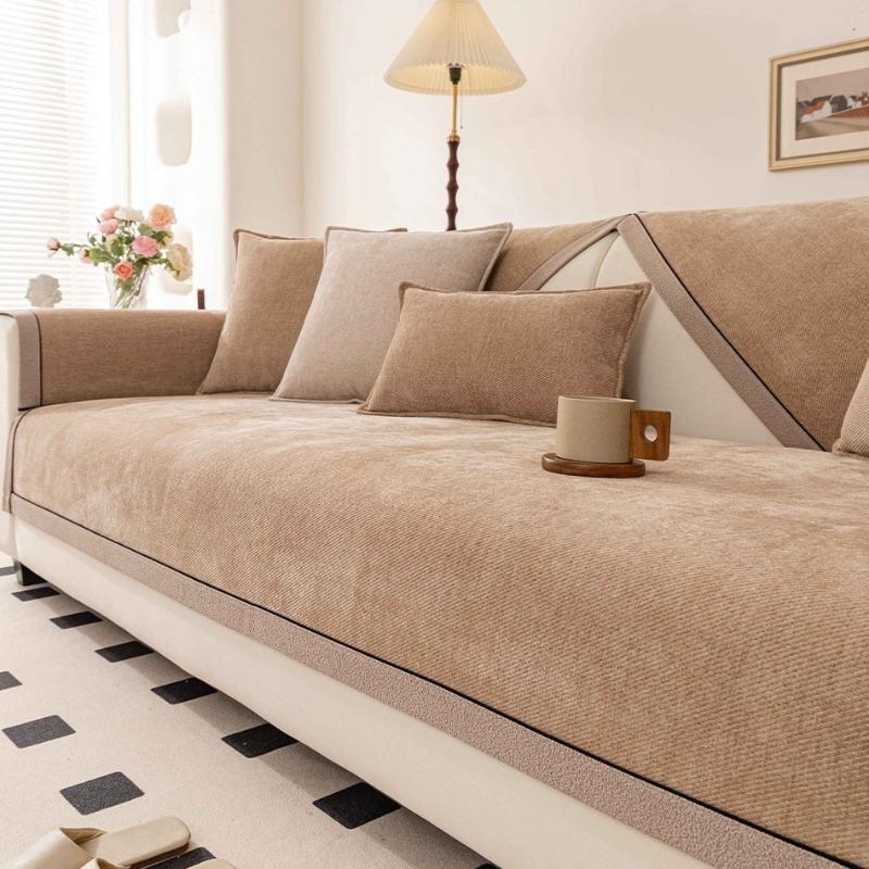 New Sofa Cushion for All Seasons Simple Modern Non Slip Versatile Solid Color Sofa Seat Cushion Chenille Sofa Cover Cloth Towel
