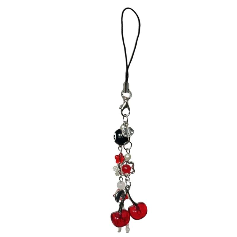 

Trendy Alloy Cherry Jellyfish Phone Lanyard Compact Decorative Key Charm Jewelry For Electronics Accessories красный