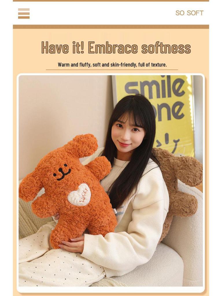 Cheerful Puppy Plush Toy - Good Luck Dog Heart Pillow Companion