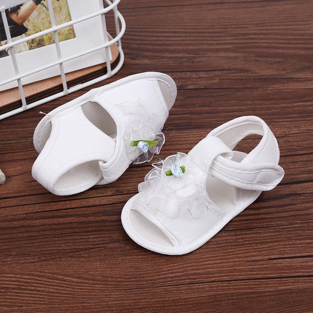 

Обувь для кроватки для новорожденных девочек, нескользящие сандалии с цветочным узором на мягкой подошве 12 белый