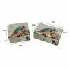 Floral Peacock Jewelry Box Glass Storage Organizer Vintage Style Desktop Decorative Accessory Women