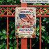2D Flat Decorative 8×12 Inch Aluminum Plaque Metal Sign | 250 Years Independence Day (1776-2026): Celebrating Freedom with US Flag & Floral Design