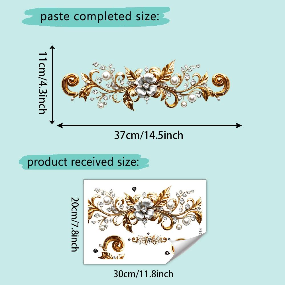 

Golden Pattern Vinyl Wall Stickers For Bathroom Decor Wall Decor Toilet Sticker Furniture Sticker Adhesive Wallpaper Home Decal