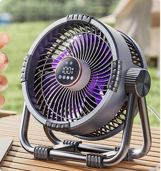 Multifunctional Outdoor Camping Fan Light Rechargeable Ceiling Fan with 3-speed Night Light and Power Bank Portable Fan