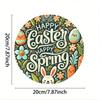 Easter Spring Iron Art Plate Rabbit Ears Design 8x8 Inch Decorative Metal Wall Art For Home Cafe Kitchen Club Bar Decor Gift