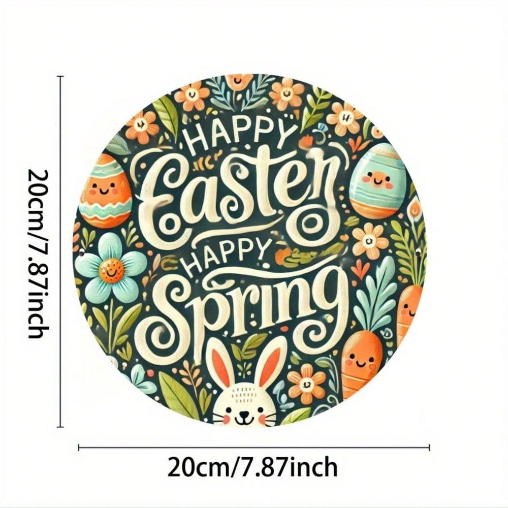Easter Spring Iron Art Plate Rabbit Ears Design 8x8 Inch Decorative Metal Wall Art For Home Cafe Kitchen Club Bar Decor Gift
