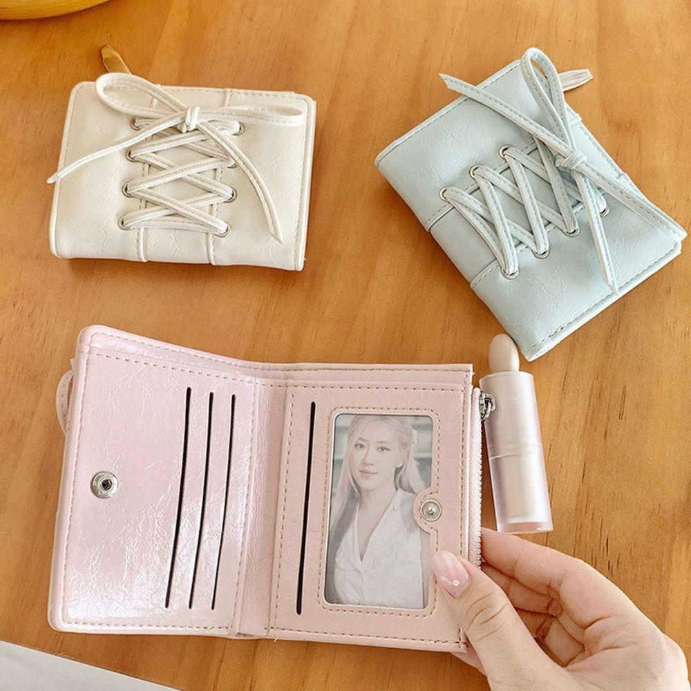 Ultra Thin Card Bag Purse PU Leather Card Holder Casual Bow Wallet  Travel