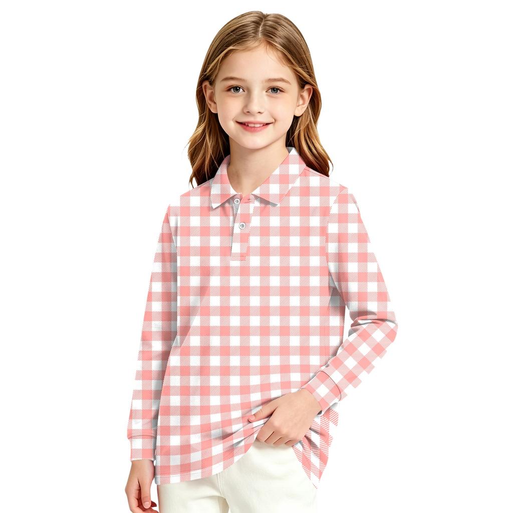 Girls Plaid Long Sleeve School Uniform Top Casual Blouse for and Formal Events