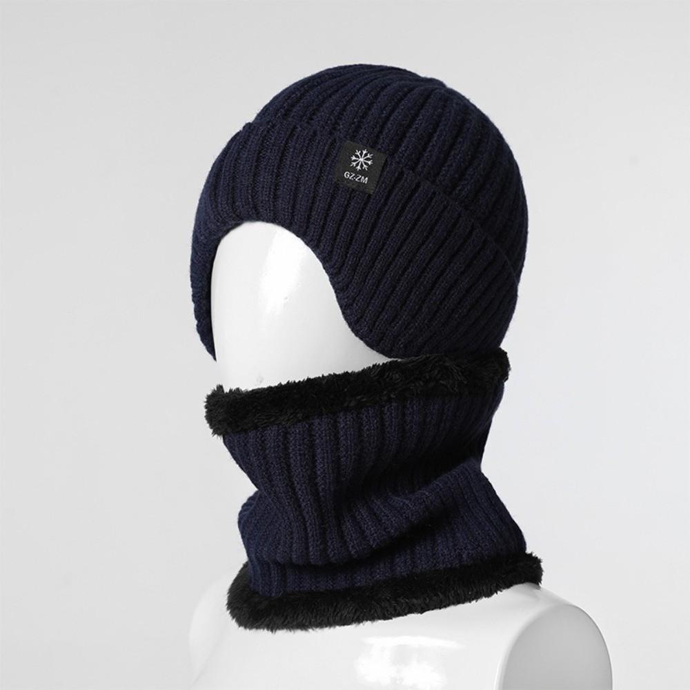 Neck Warm Hat Scarf Set Thick Ear Protection Hat Casual Knitted Beanie Hat  Winter
