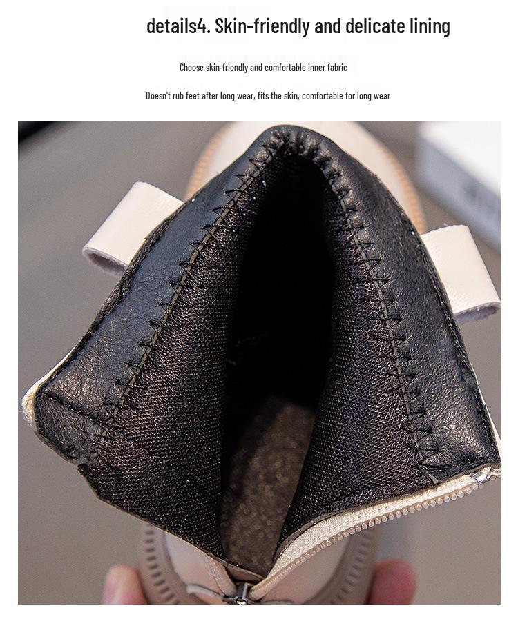 Kinder Herbst/Winter 2025 Schwarze Leder-Knöchelstiefel - Jungen & Mädchen Britischer Stil