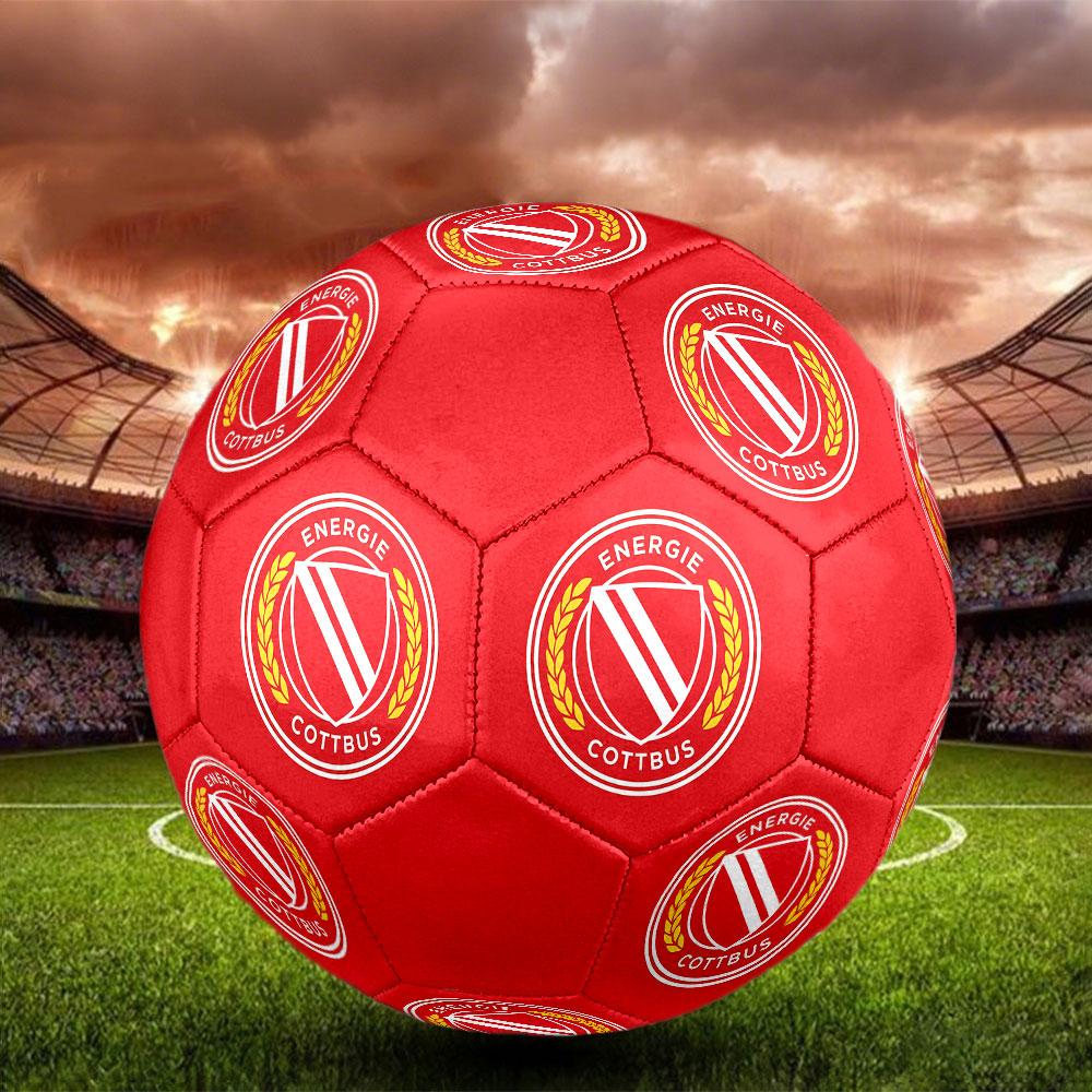 Energie Cottbus Logo Size 5 Soccer Ball, Machine-Stitched PVC, Durable & High Bounce, All Ages Fit, Fan Merchandise, Matches & Outdoor Use.