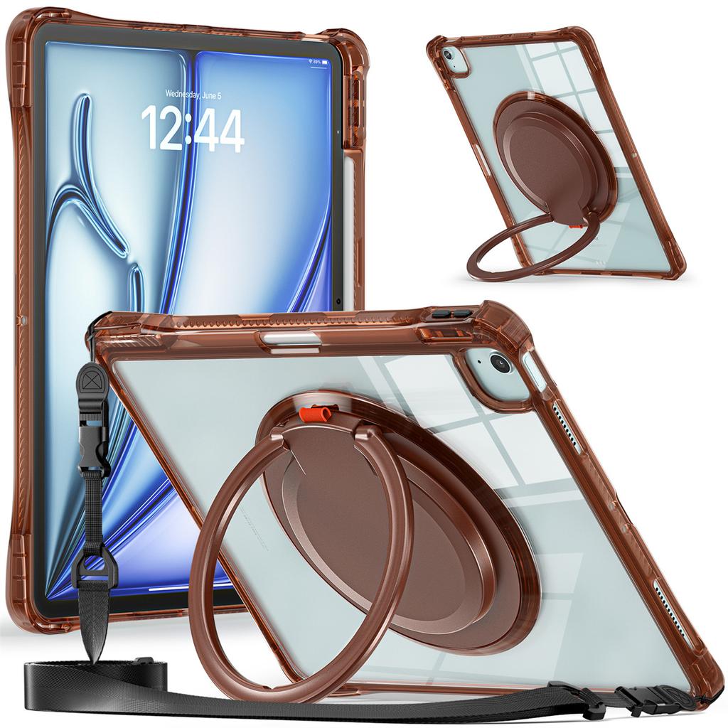 For iPad Air 13 (2025)/(2024)/Pro 12.9 (2022)/(2021)/(2020)/(2018) Case with Shoulder Strap Kickstand Tablet Cover
