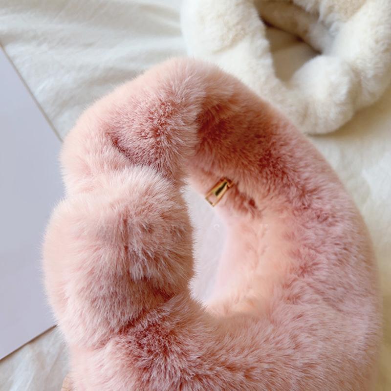 Solid Color Plush Dumpling Bag Simple Style Niche Design Faux Fur Handbag Tote Small Women's Underarm Hobo Bag