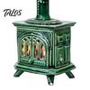 Warm Glow Night Lamp Stove Figurine with LED Candle Battery Operated Fireplace Light Vintage Tabletop Ornament for Living Room Bedroom Home