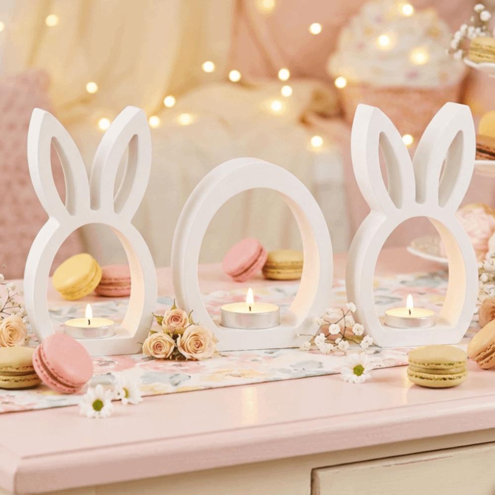 Hollow Easter Rabbit Mold Reusable Egg Silicone Mold Handicrafts Non-Stick Easter Candlestick Mold Diy Crafts Easter Decorations