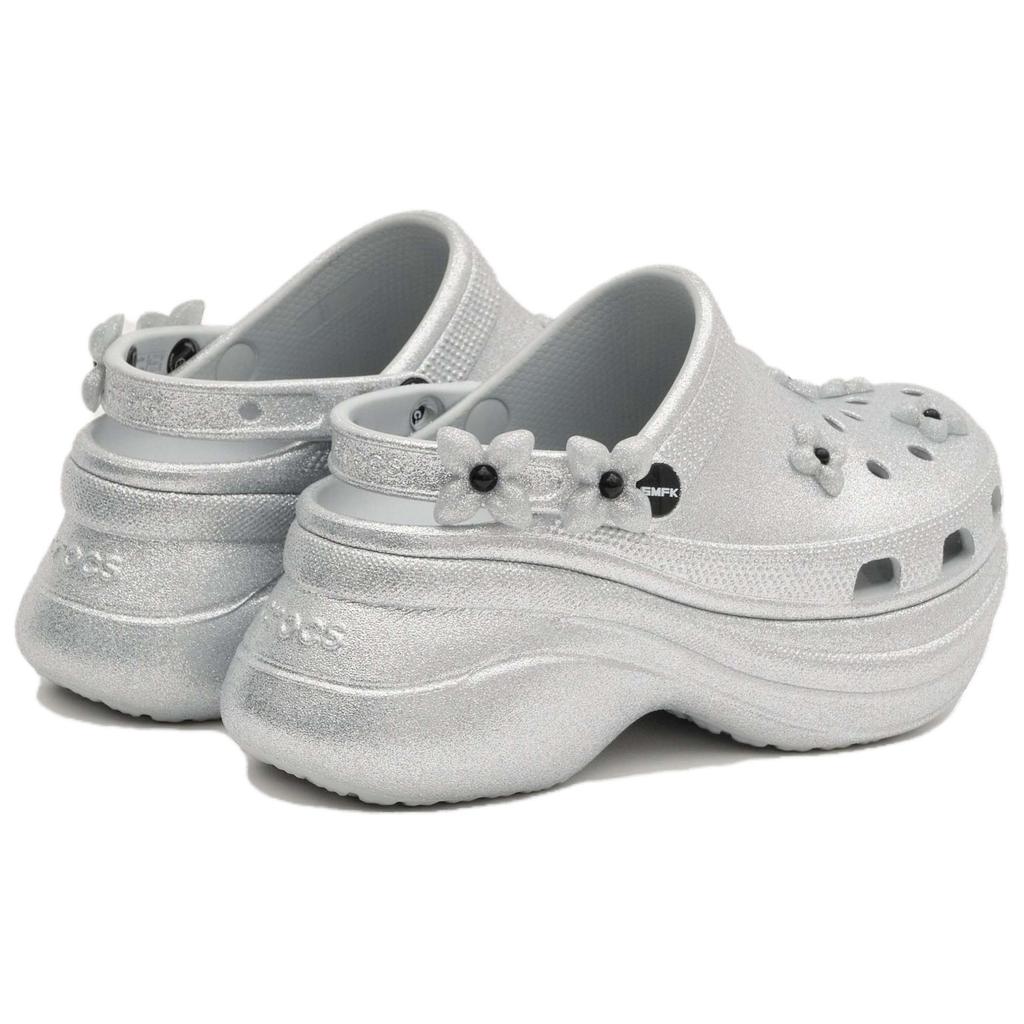 SMFK x Crocs Little Whale Sparkling Flower Comfortable & Versatile Hole Shoes Women's Silver