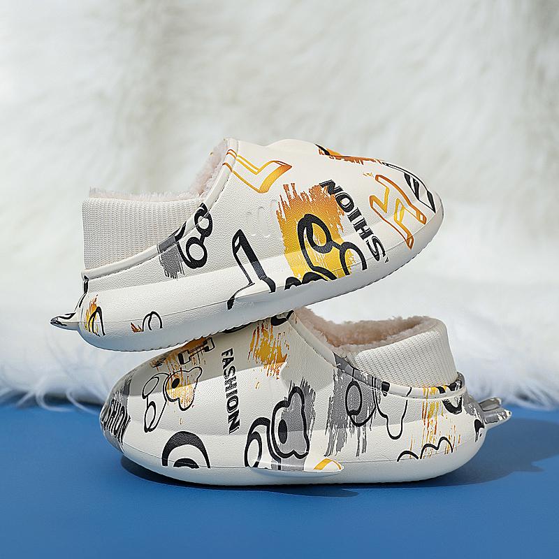 Zimní dětská nadměrná velikost Módní teplé bavlněné boty s tlustou podrážkou Pantofle pro domácí vnitřní a venkovní bavlněné pantofle 24-35