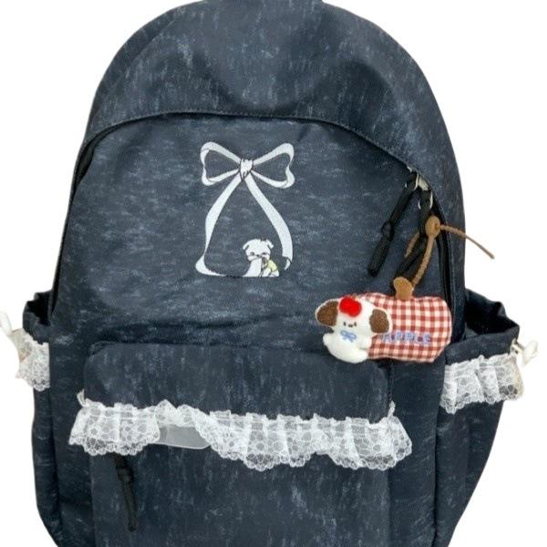 Schoolbag soft fufu gentle wind girl lace bow backpack female college student Korean wear summer travel small schoolbag