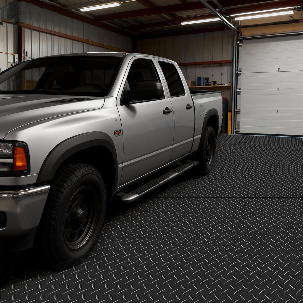 Garage Floor Roll, 1.2 x 3.05 m Garage Flooring Mat, 2.2 mm Thickened PVC Diamond Plate Floor Protector Mat with Double-sided Tape, Non-Slip, Easy to