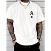 Heren T-shirt met schoppenpatroon Casual Korte Mouw Ronde Hals Machine Wasbaar Casual Kleding Dagelijks T-shirt