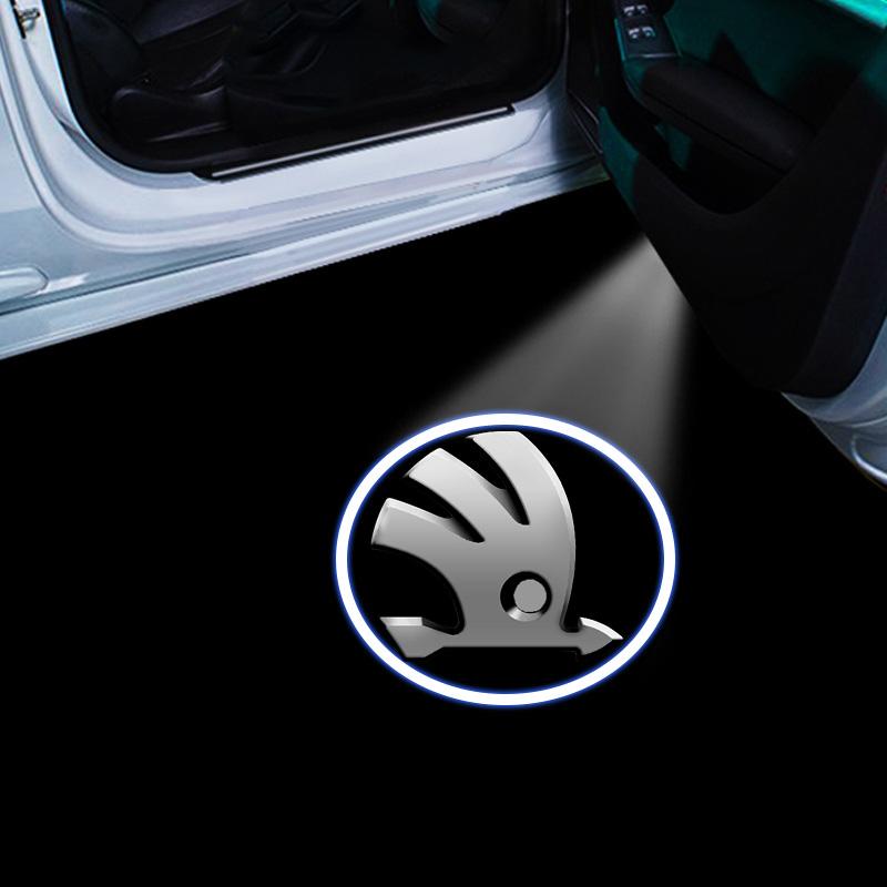 1/2ks LED HD lampa projektoru stínu uvítacího světla dveří auta logo světlo pro Skoda Octavia Rapid Kodiaq Karoq Superb Fabia Kamiq ulvc23 gray
