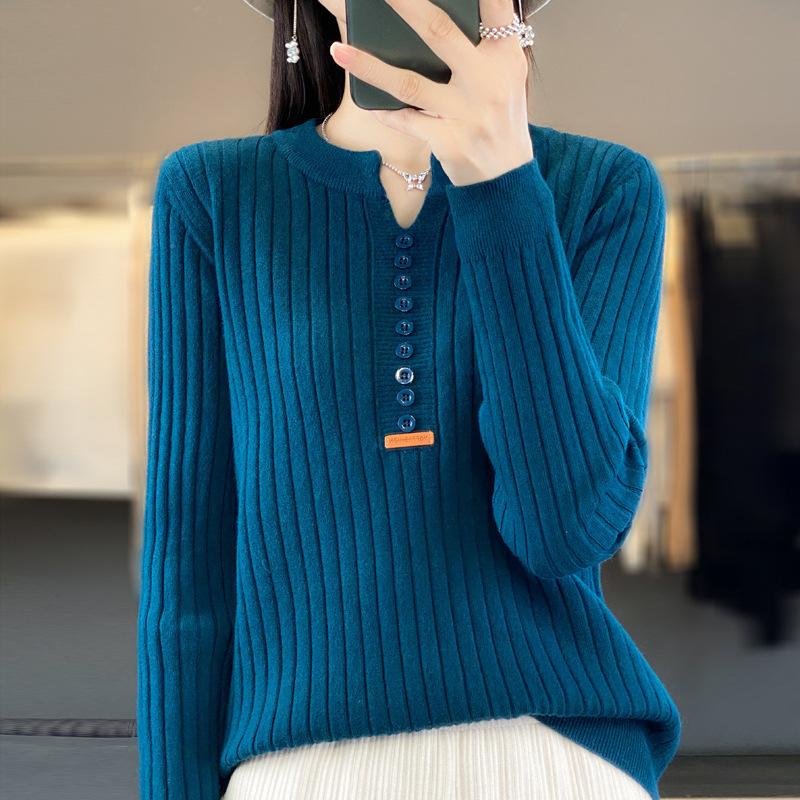 Women'S Winter Sweater Solid Color Round Neck Thickening Knitted Pullover Sweaters Fashiontemperament Elegant Thermal Sweaters