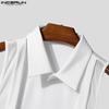 INCERUN Men Lapel Cutout Sleeveless Mesh Patchwork Fitted Shirts Tank Tops