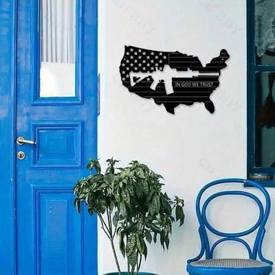 Vintage American Flag Wall Art Set Rustic Wood Metal Wall Decor Patriotic Stars Stripes Statue of Liberty Home Decor Military Gift