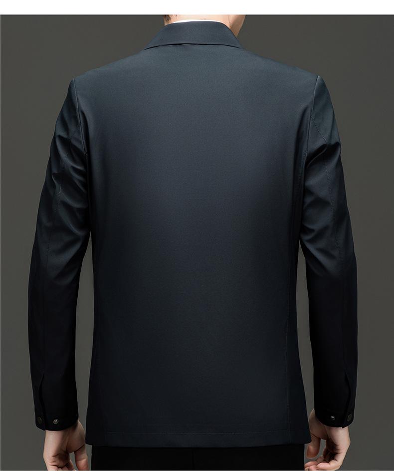 2025 Men's Spring/Autumn Business Jacket - Middle-Aged Fashion, Solid Color Lapel, Outdoor Administrative Style