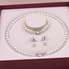 Peacock Green Perfectly Round Pearl Necklace Set - Elegant Women's Clavicle Chain Three-Piece