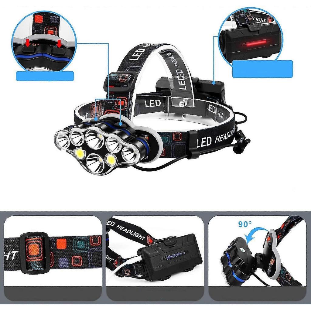 8LED USB Rechargeable Headlamp IPX4 Waterproof Outdoor Camping Headlamp